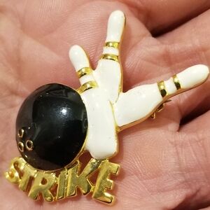 Vintage Bowling Ball STRIKE Brooch Ball & Pins Unique Style 1980's - 1990's